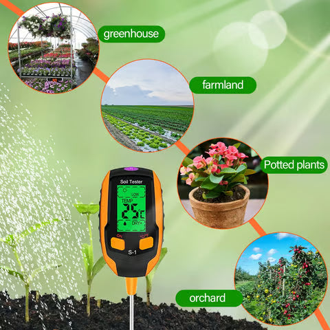 Digital 4-in-1 Soil Test Meter, large LCD screen, probe accurately quick measure