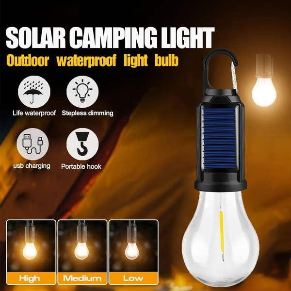 【LAST DAY 49% OFF】🔥Solar Rechargeable Hooked Camping Light