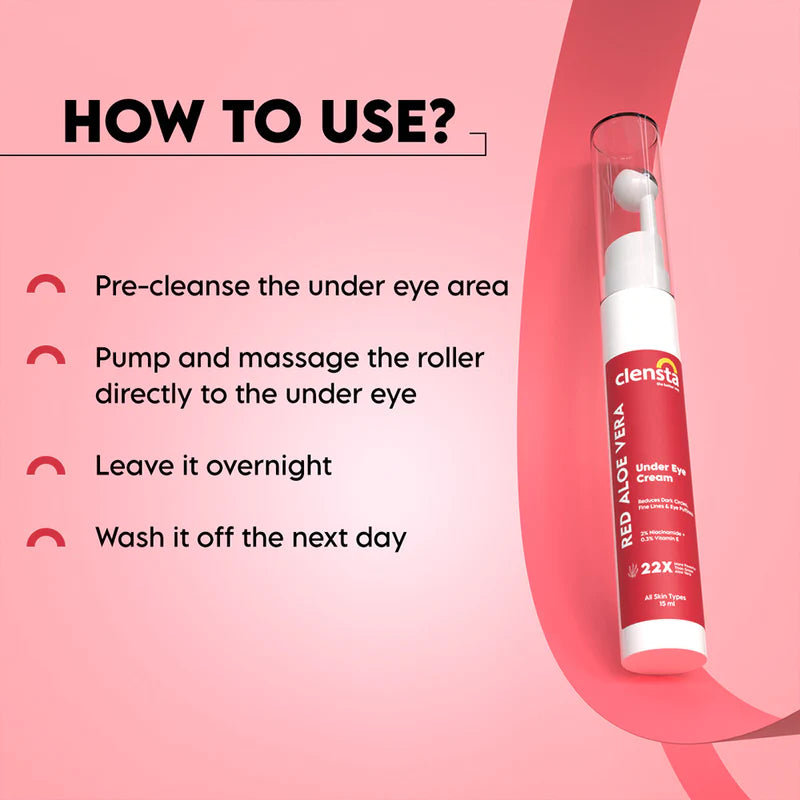 Red Aloe Vera Under Eye Cream With 2% Niacinamide & 0.3% Vitamin E For Reducing Dark Circles & Improving Skin Texture