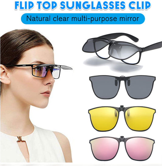 Flip-top sunglasses clip