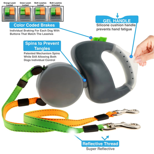 (🔥HOT SALE NOW 49% OFF) - Two Dog Reflective Retractable Pet Leash