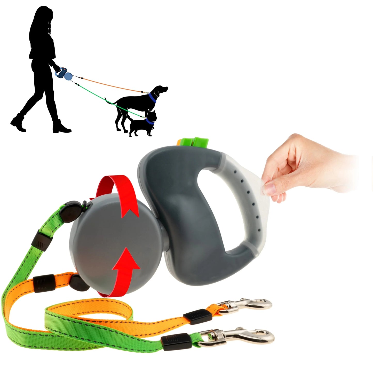 (🔥HOT SALE NOW 49% OFF) - Two Dog Reflective Retractable Pet Leash