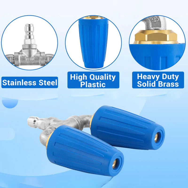 Stainless steel dual turbo nozzle for high pressure washer