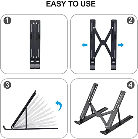 LAPTOP STAND FOR DESK, FOLDABLE COMPUTER STAND 7 ANGLES ANTI-SLIP LAPTOP RISER